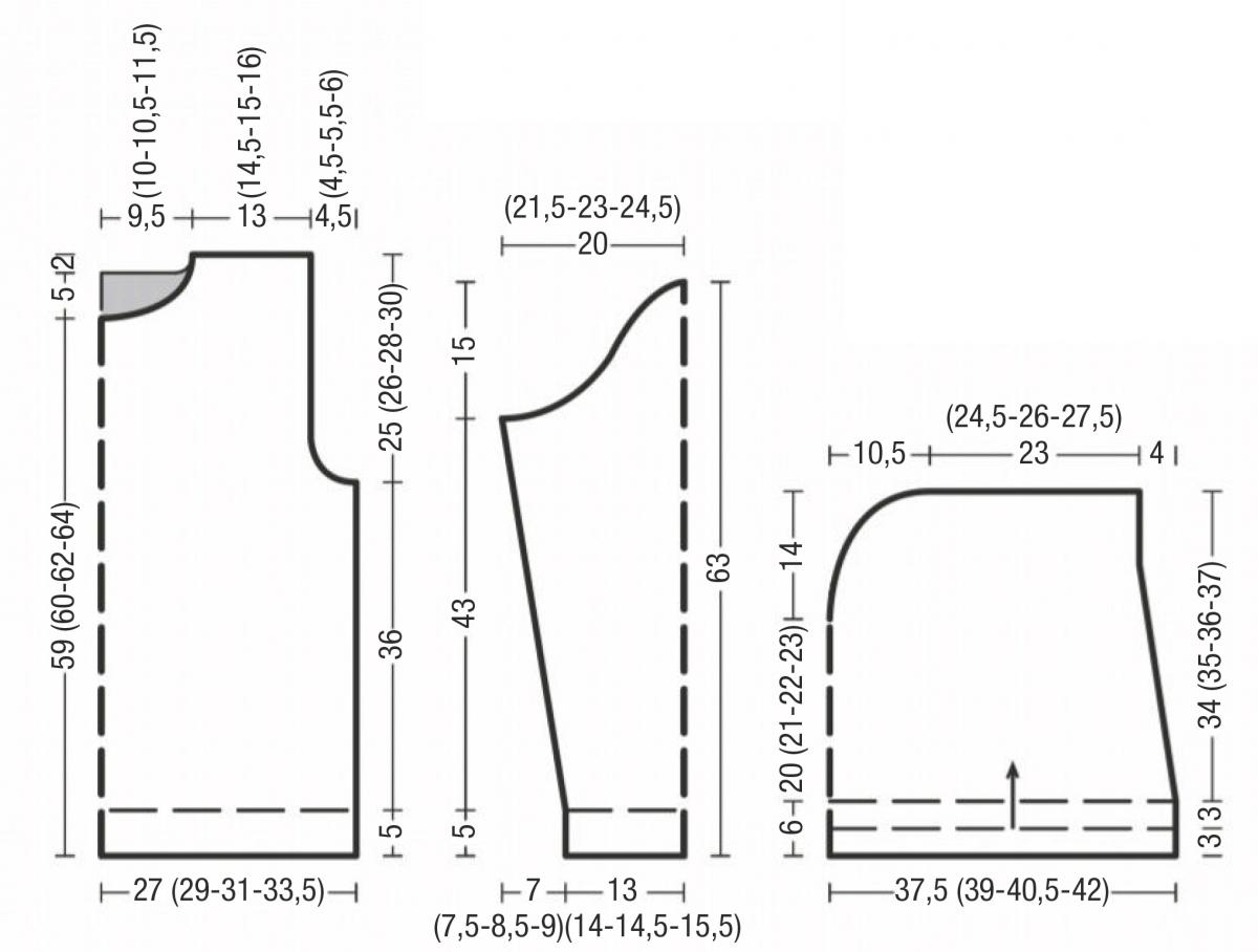 Выкройка вязаного женского свитера 46-48 размера